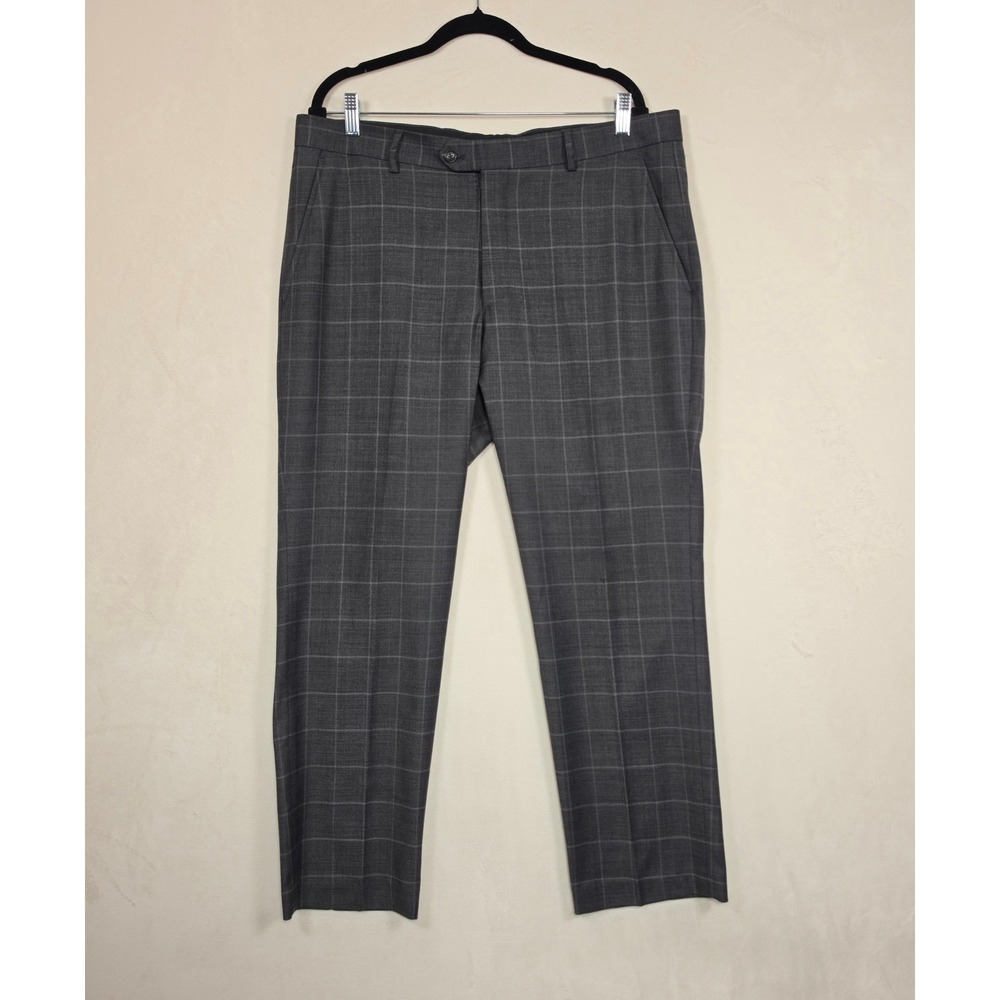 Stafford Suit Mens 50R‎ Gray Windowpane Two Piece Preppy Business Formal Classic - Picture 10 of 16